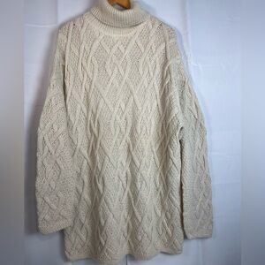 DKNY Donna Karen NY Womens Knit Fisherman 100% Alpaca Heavy Thick Sweater M